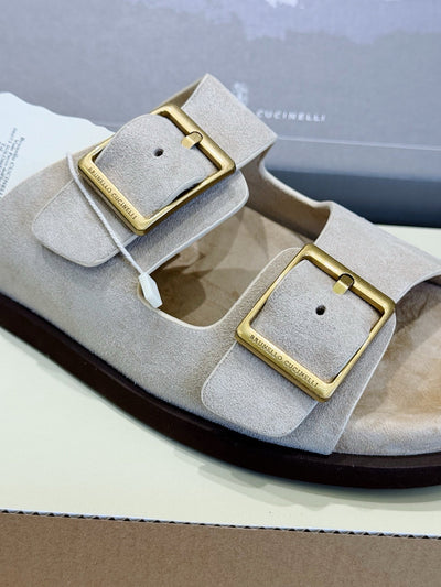 Brown Suede Buckle Double Strap - Men's