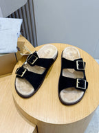 Brown Suede Cork Footbed Double Strap - Men's