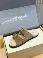 Brown Suede Cork Footbed Double Strap - Men's