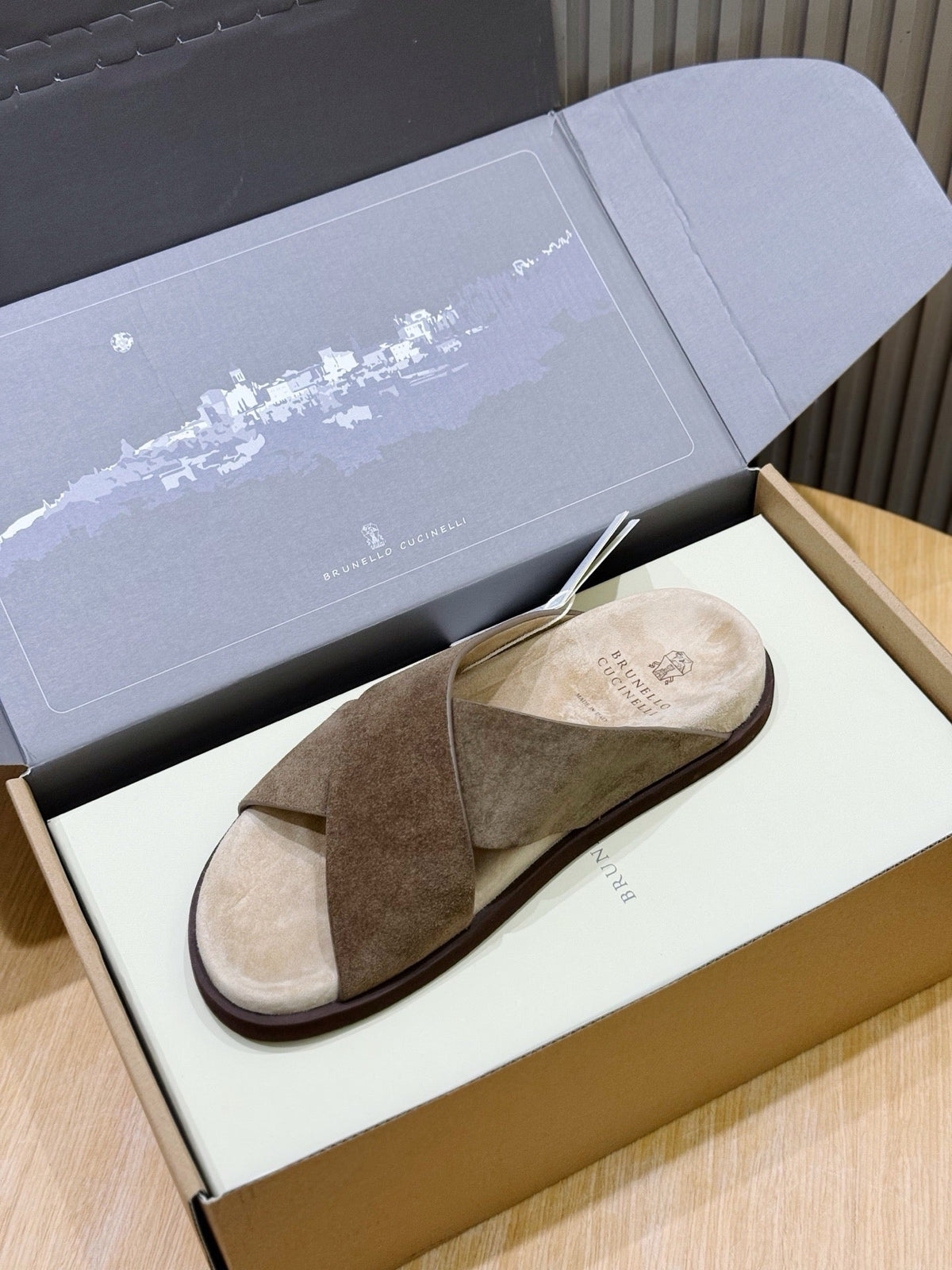 Brown Suede Plain Crossover - Men's