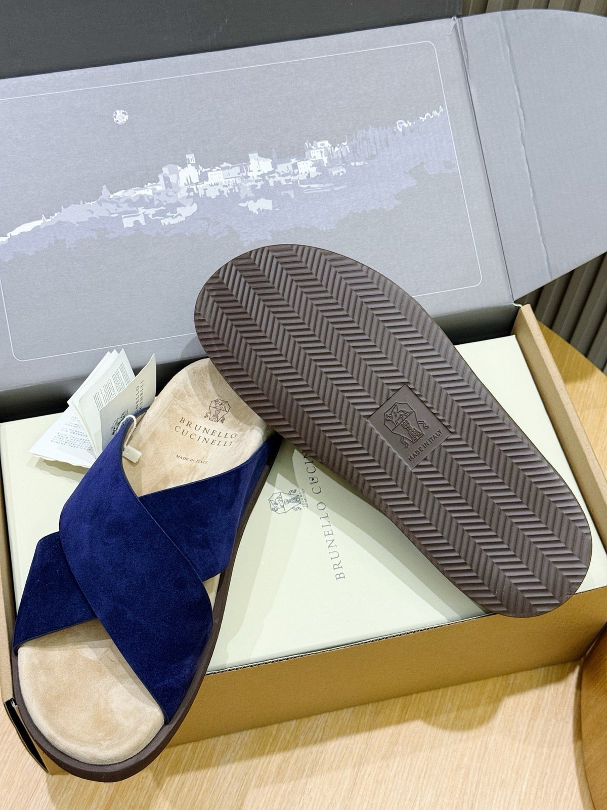 Brown Suede Plain Crossover - Men's