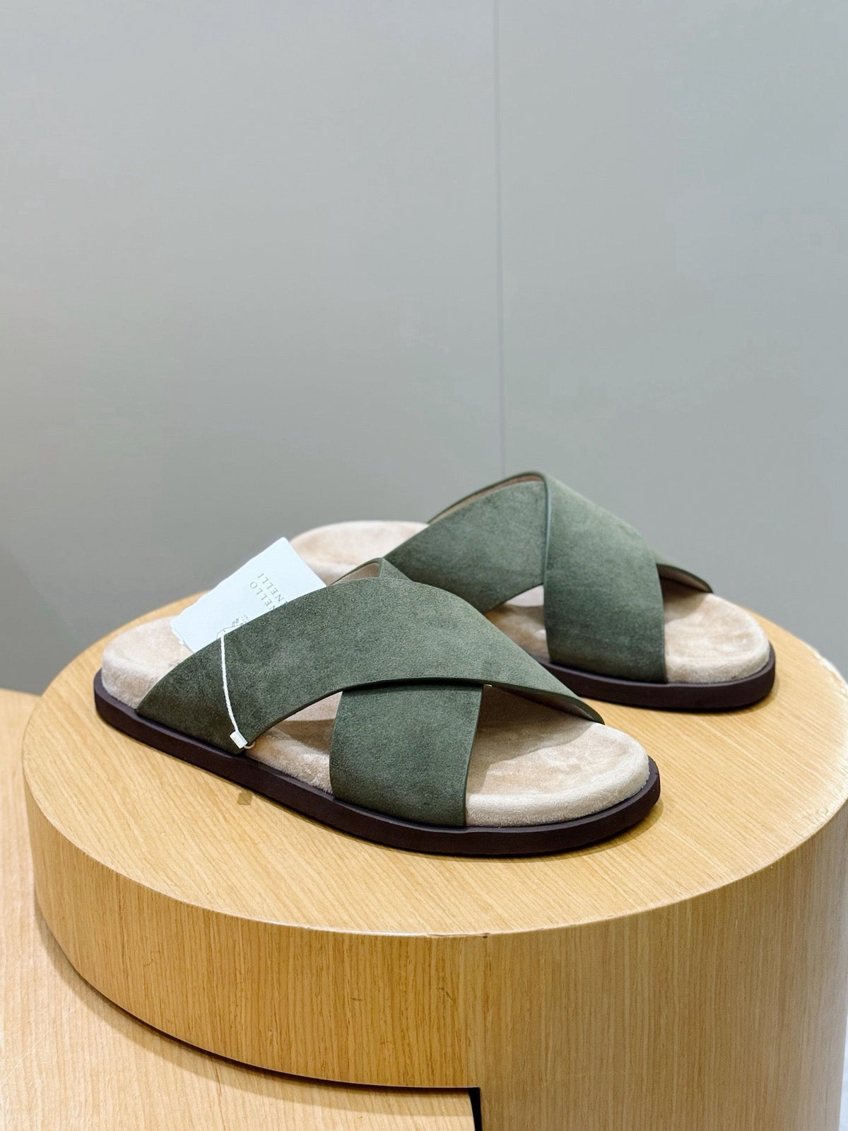 Brown Suede Plain Crossover - Men's