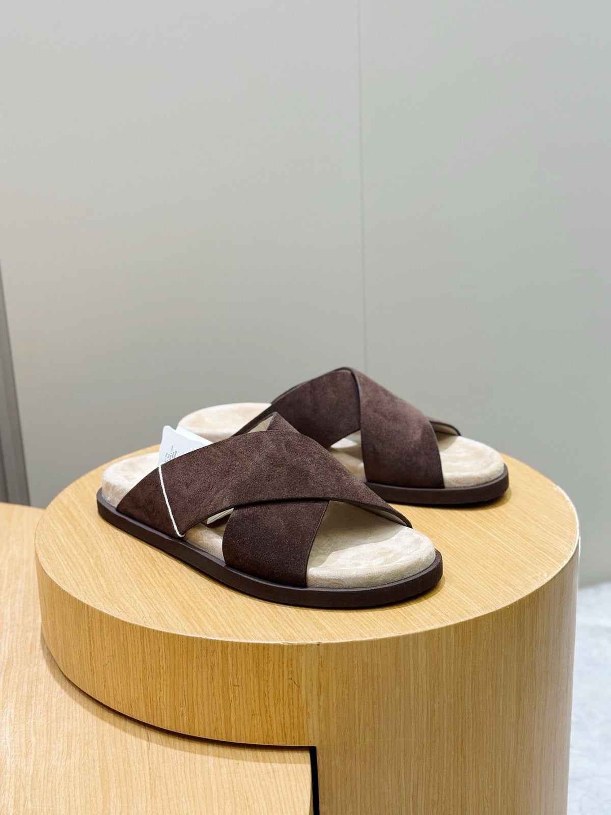 Brown Suede Plain Crossover - Men's