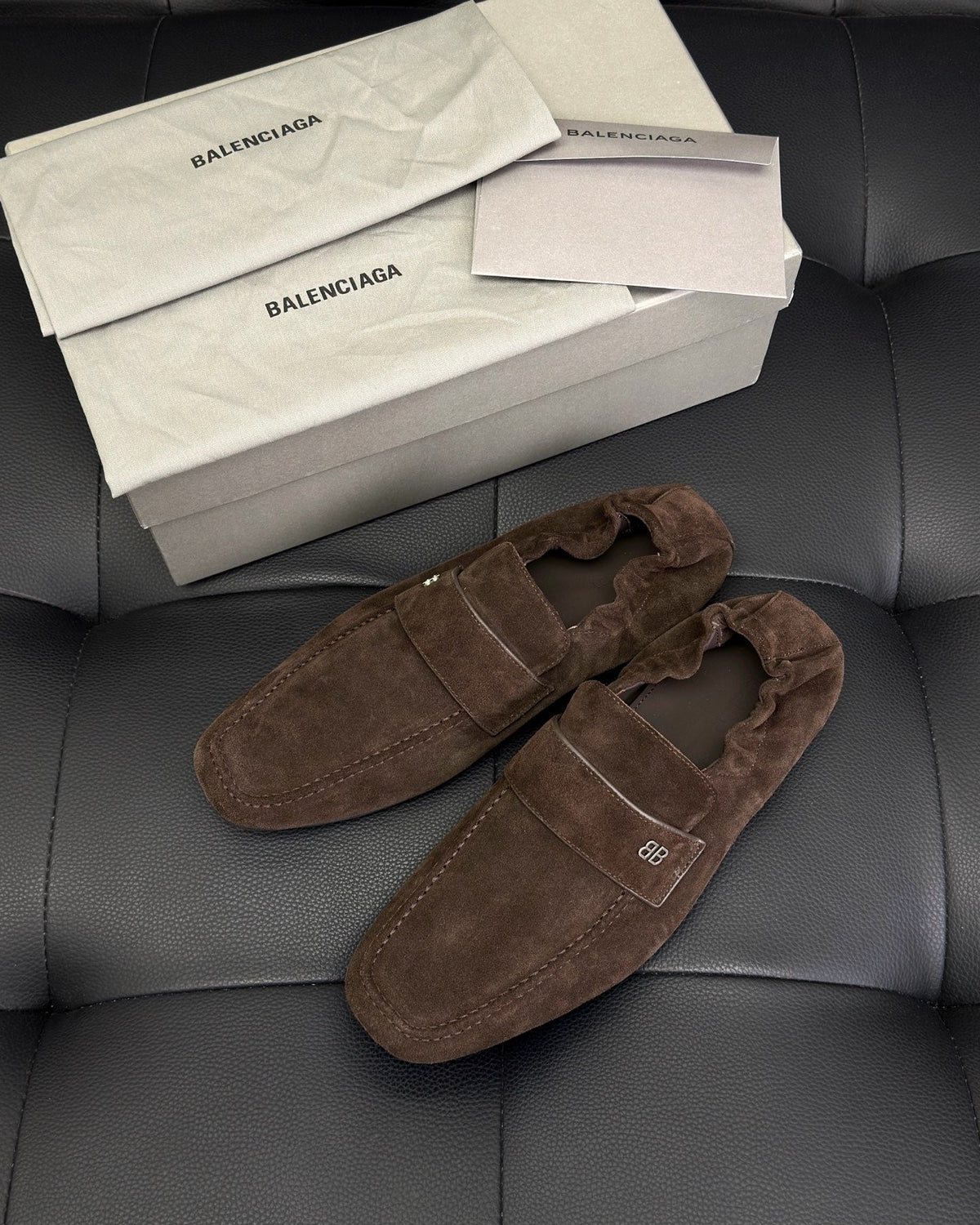 Black Leather Strap Loafer - Men's