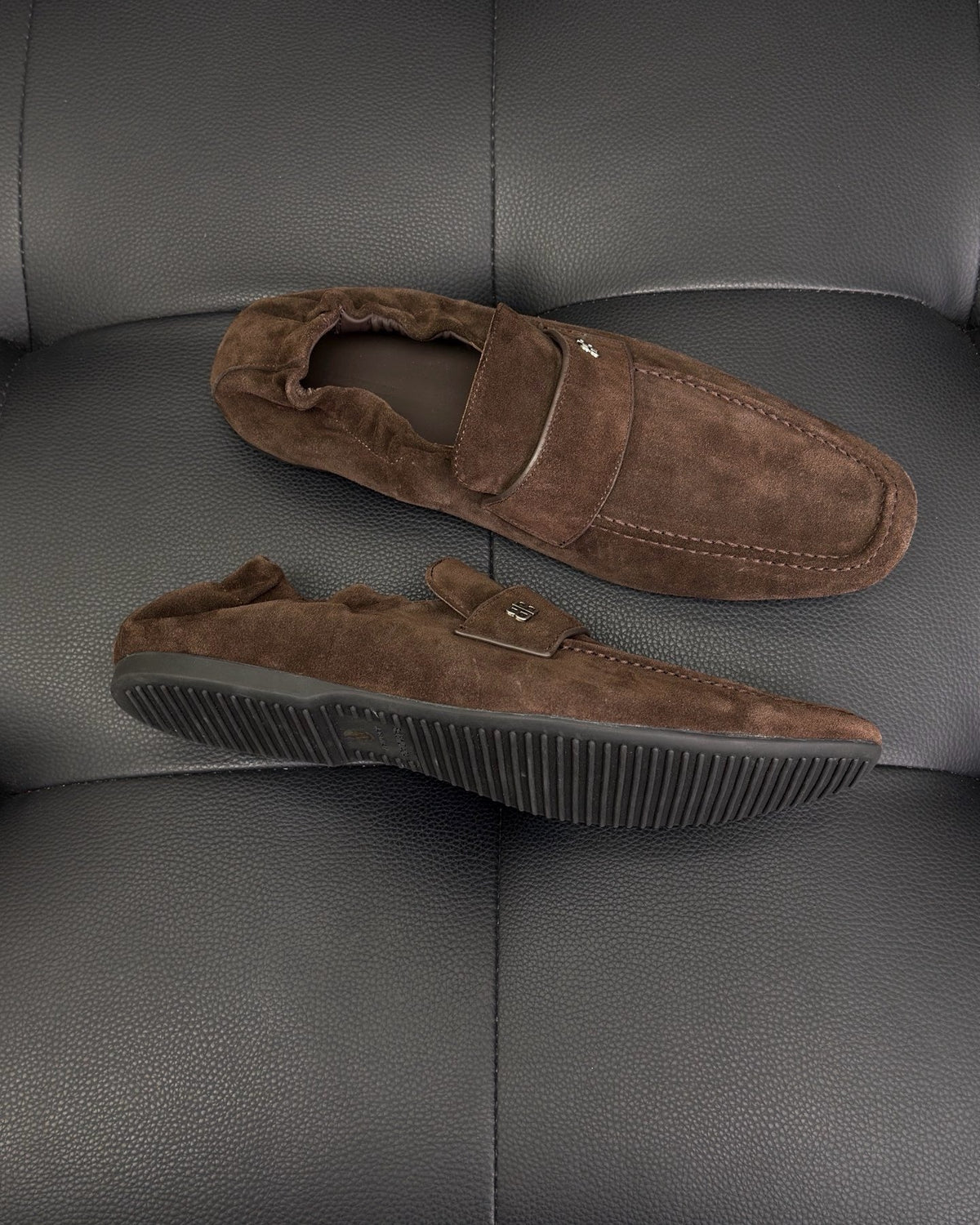 Black Leather Strap Loafer - Men's