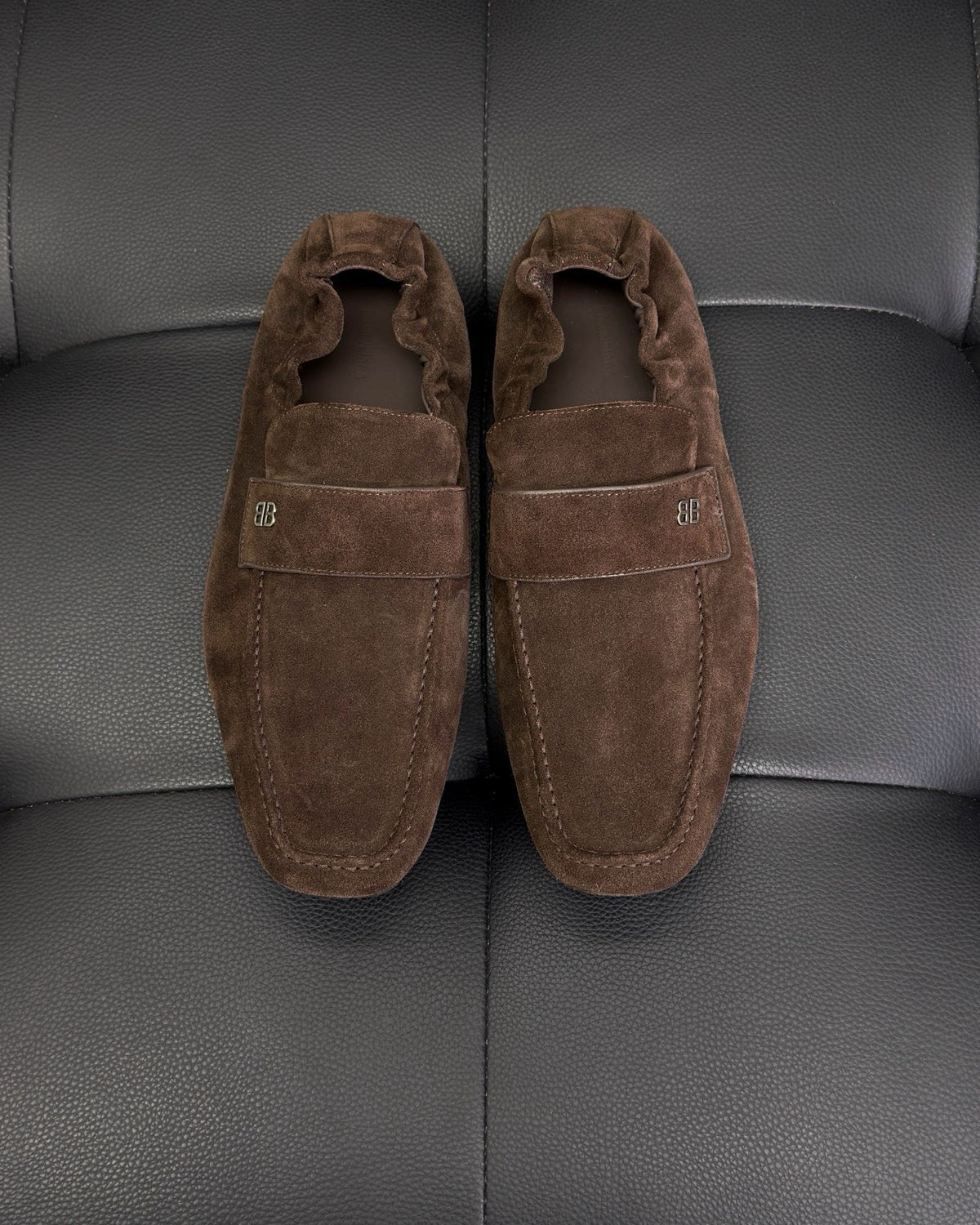 Black Leather Strap Loafer - Men's