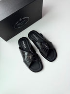 Black Leather Croc Crossover - Men's