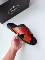 Black Leather Croc Crossover - Men's