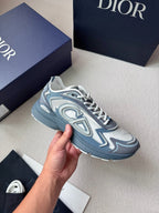 Mesh Runner Grey and Blue Sneakers - Men's