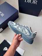 Mesh Runner Grey and Blue Sneakers - Men's
