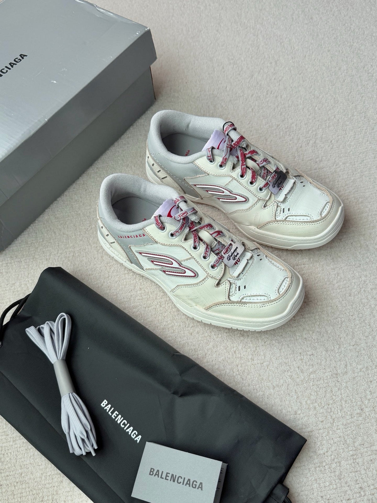 Distressed Mesh White and Pink Sneakers