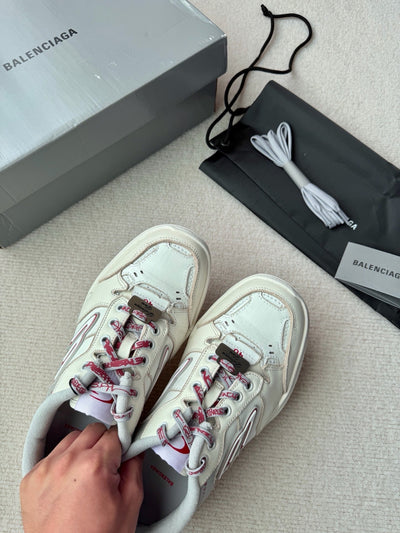 Distressed Mesh White and Pink Sneakers