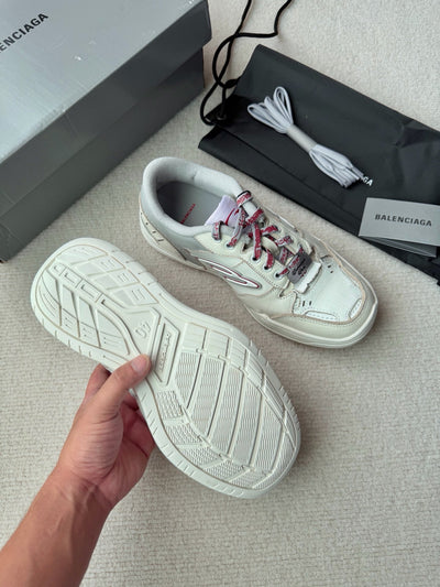 Distressed Mesh White and Pink Sneakers