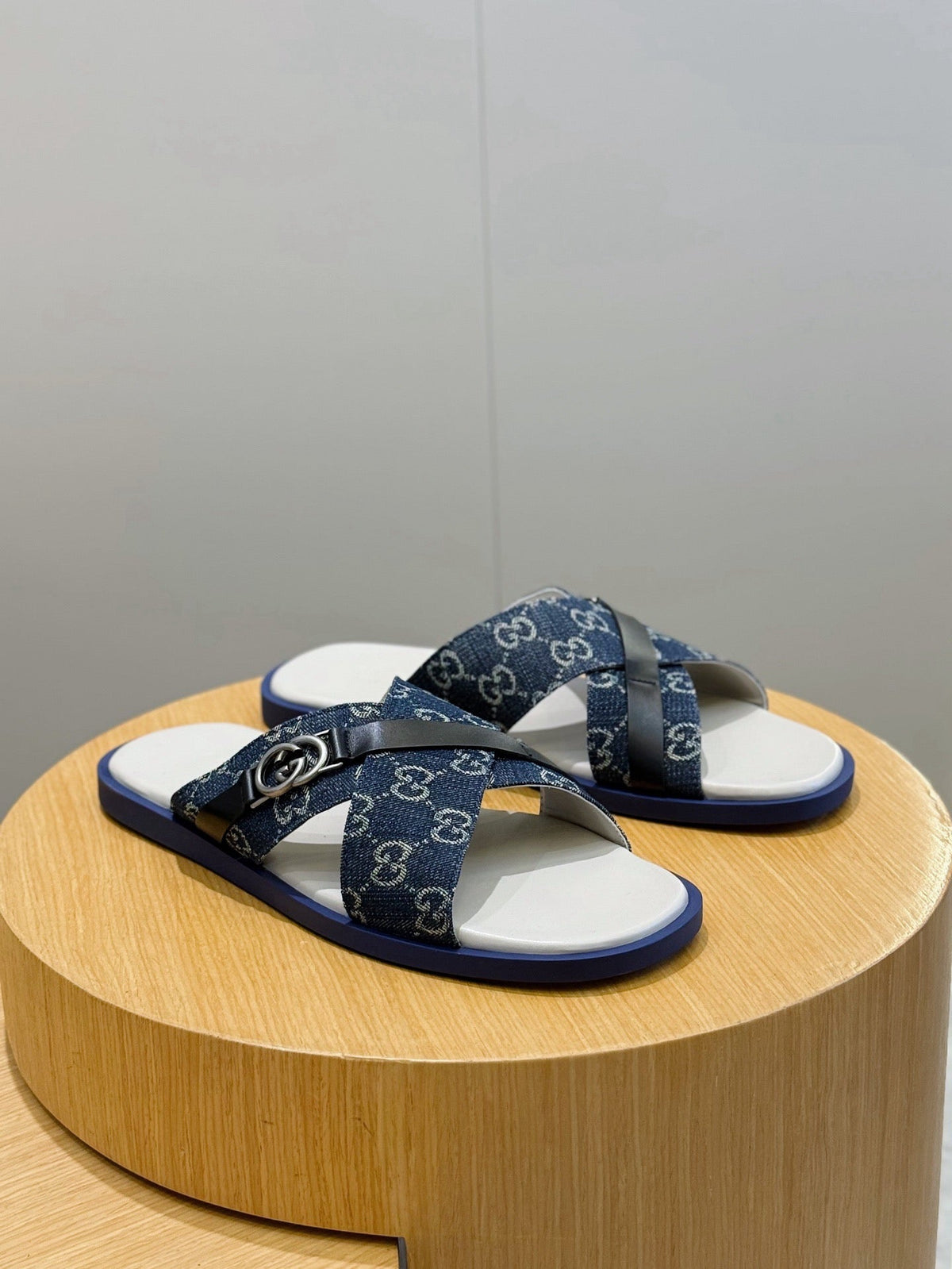 Navy Canvas Denim Monogram Crossover - Men's