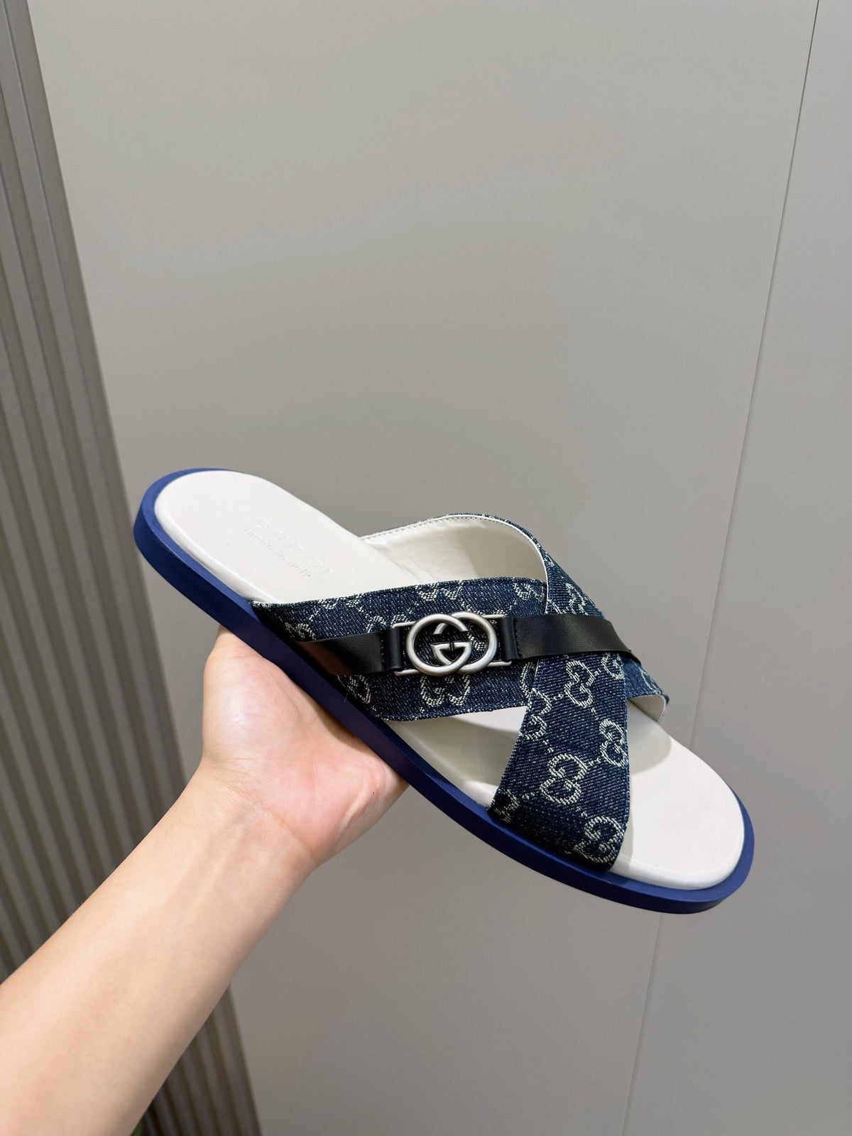 Navy Canvas Denim Monogram Crossover - Men's