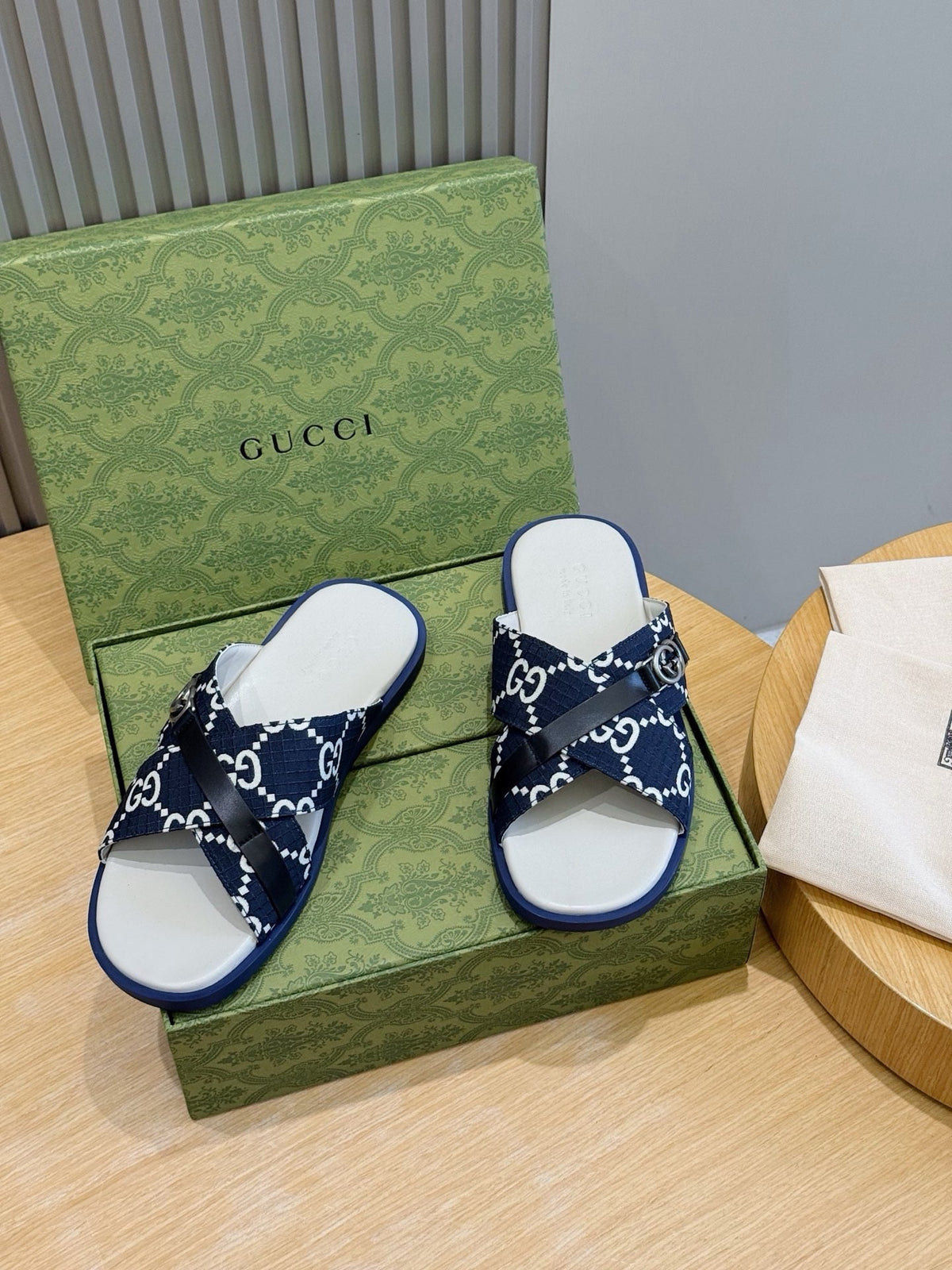 Blue Canvas Monogram Print Crossover - Men's
