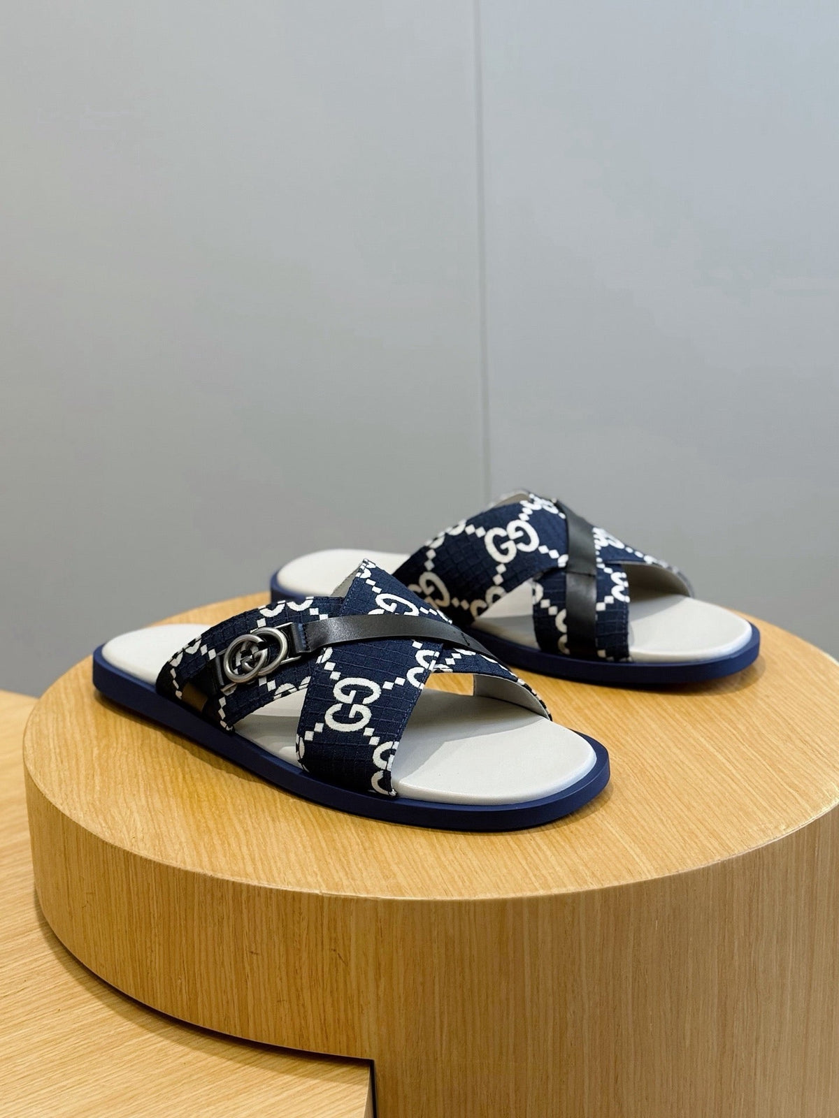 Blue Canvas Monogram Print Crossover - Men's