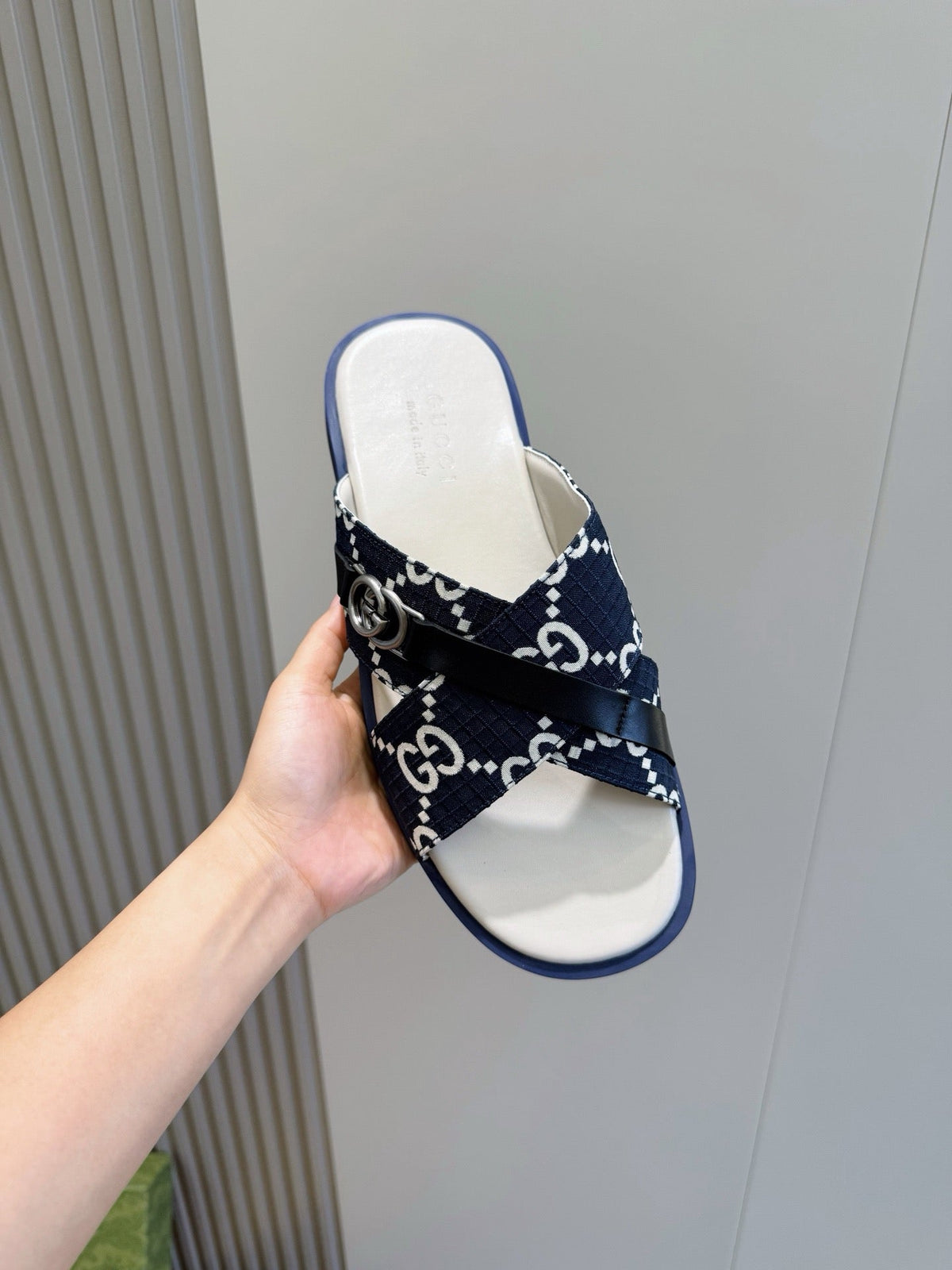 Blue Canvas Monogram Print Crossover - Men's