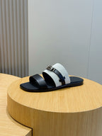 Black Leather Two-Tone Double Strap - Men's