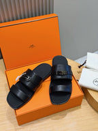Black Leather Two-Tone Double Strap - Men's