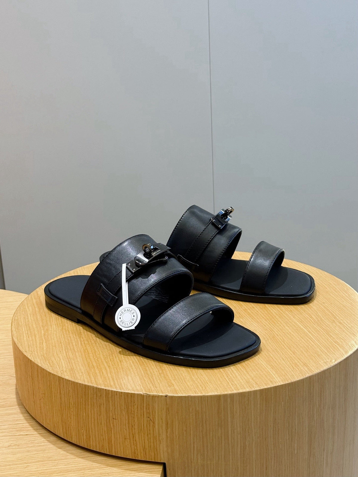 Black Leather Two-Tone Double Strap - Men's