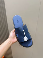 Blue Leather Cutout Single Band - Men's