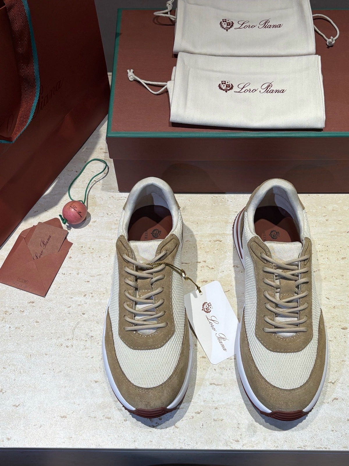 Beige Suede Panelled Runner - Men's