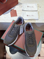 Beige Suede Panelled Runner - Men's
