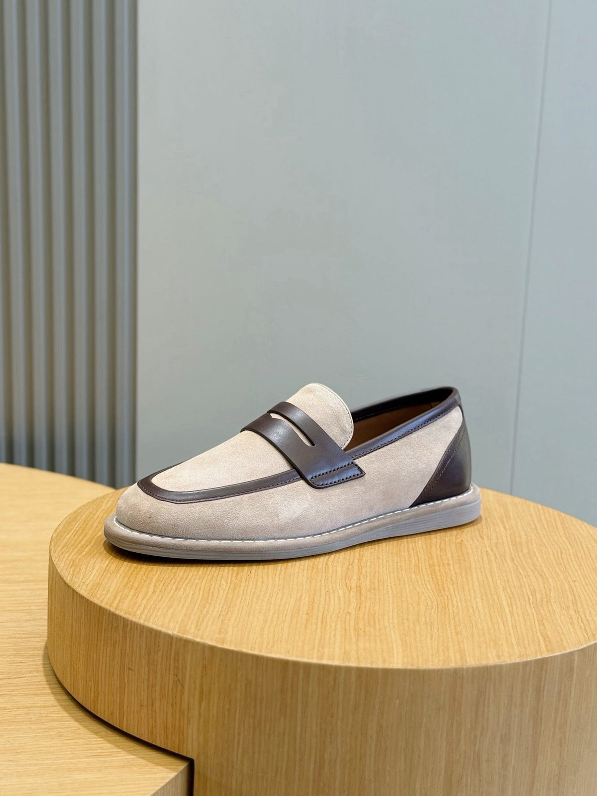 Navy Suede Contrast Strap Loafer - Men's