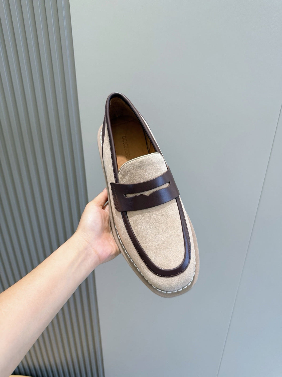 Navy Suede Contrast Strap Loafer - Men's