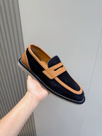 Navy Suede Contrast Strap Loafer - Men's