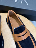 Navy Suede Contrast Strap Loafer - Men's