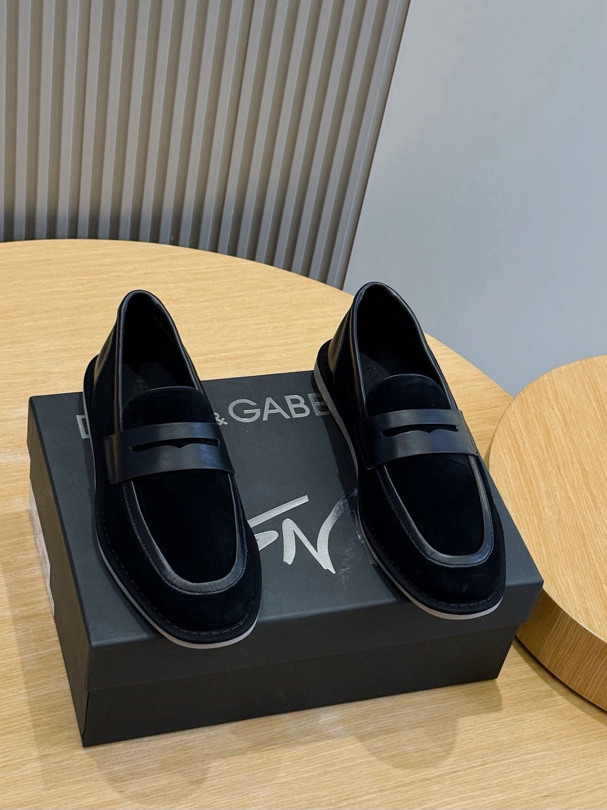 Navy Suede Contrast Strap Loafer - Men's