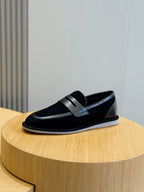 Navy Suede Contrast Strap Loafer - Men's
