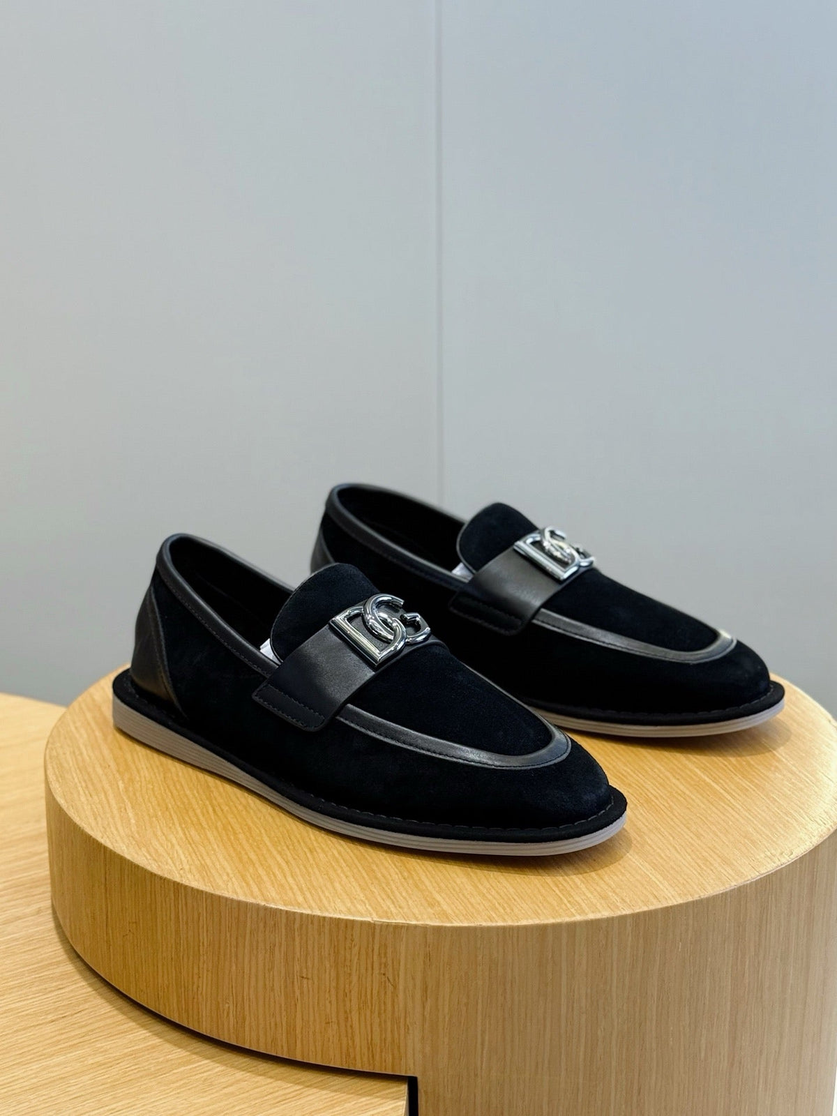 Navy Suede Contrast Strap Loafer - Men's