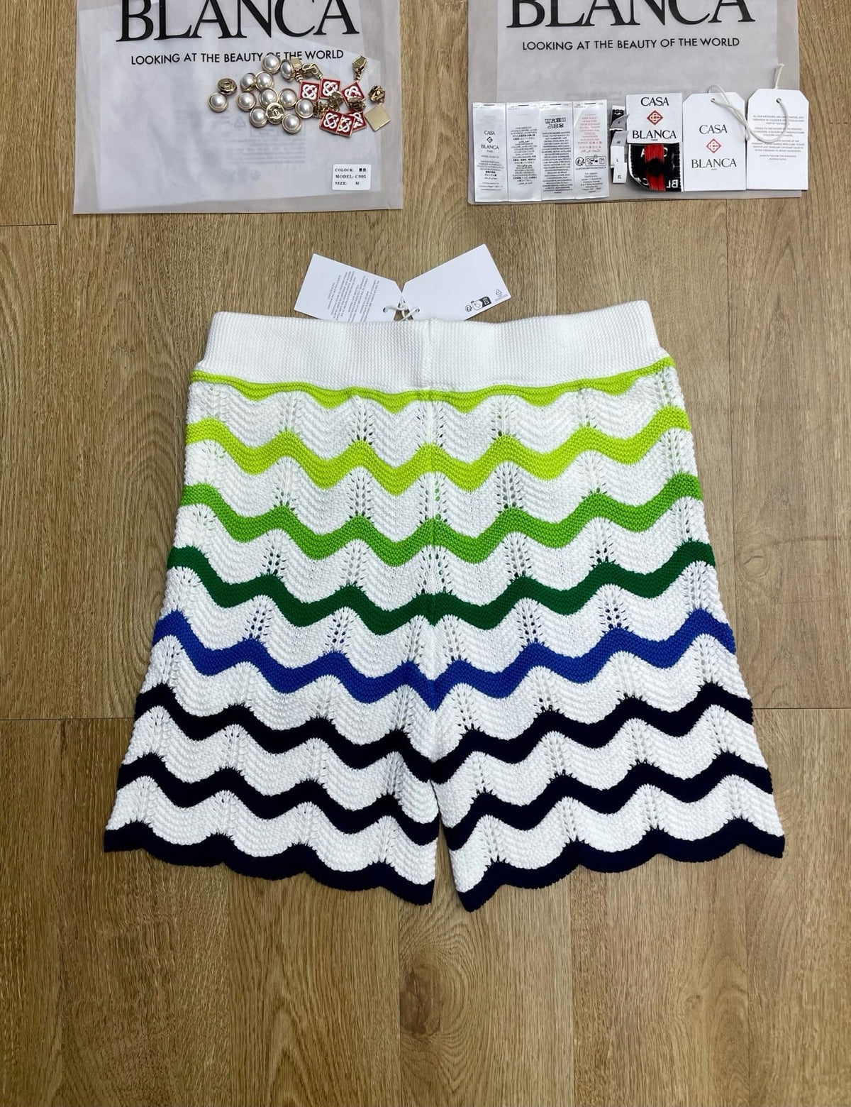 Green Chevron Knit Shorts - Men's