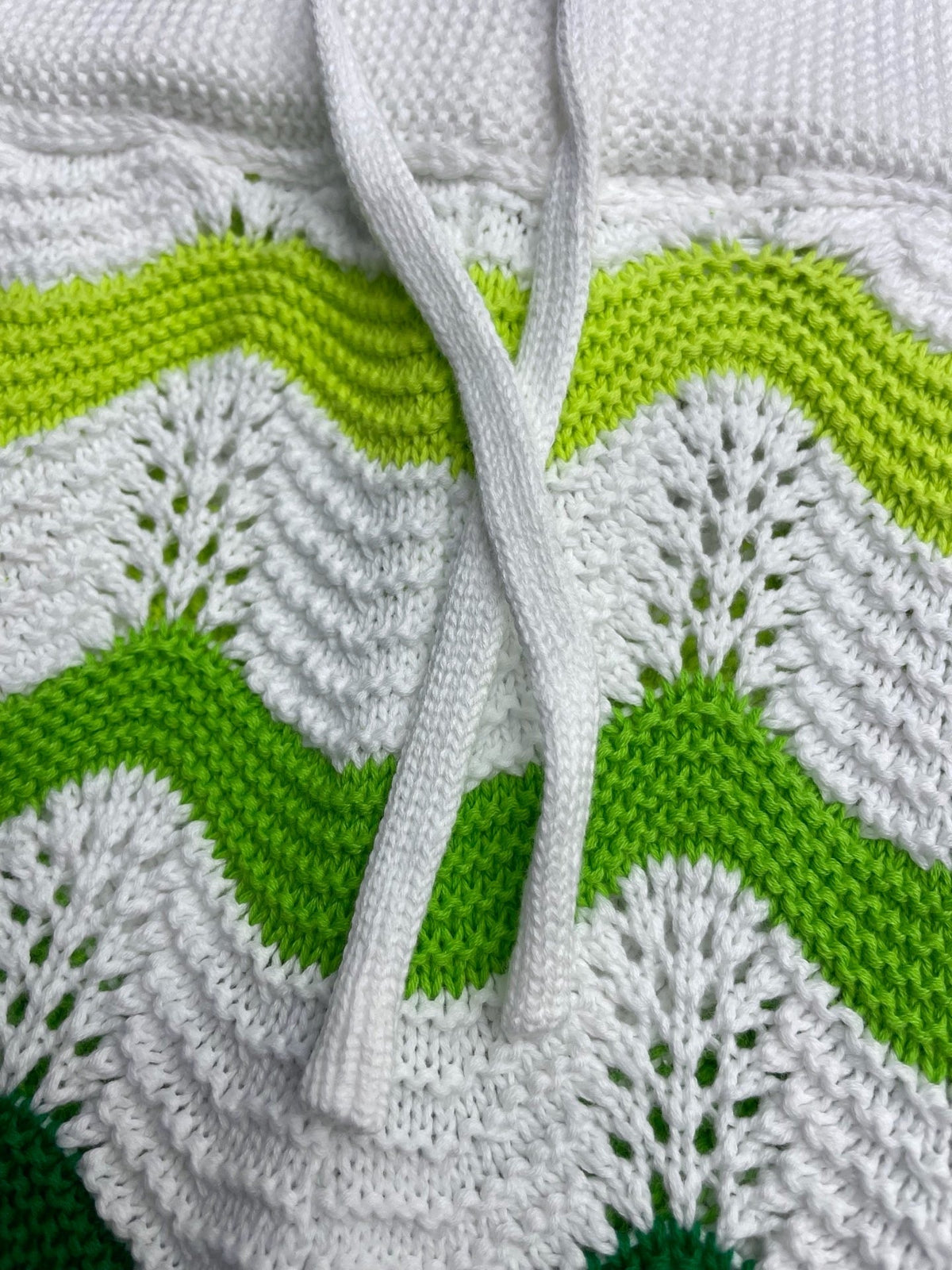 Green Chevron Knit Shorts - Men's