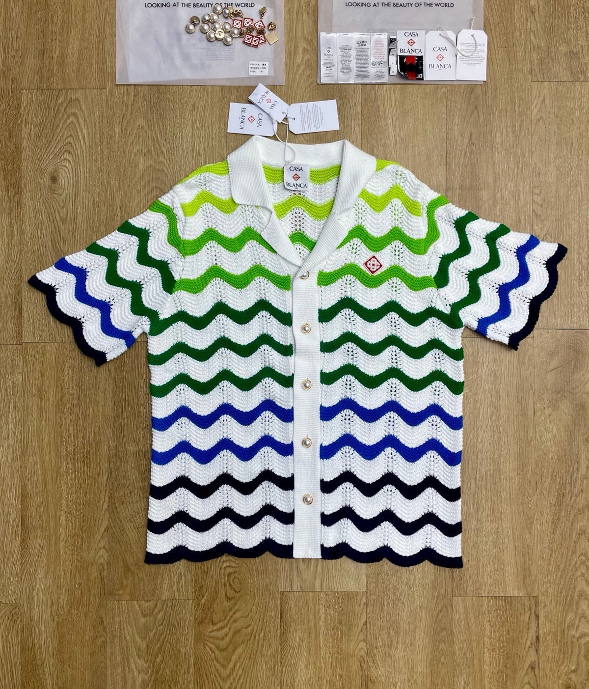Green Chevron Knit Shirt - Men's