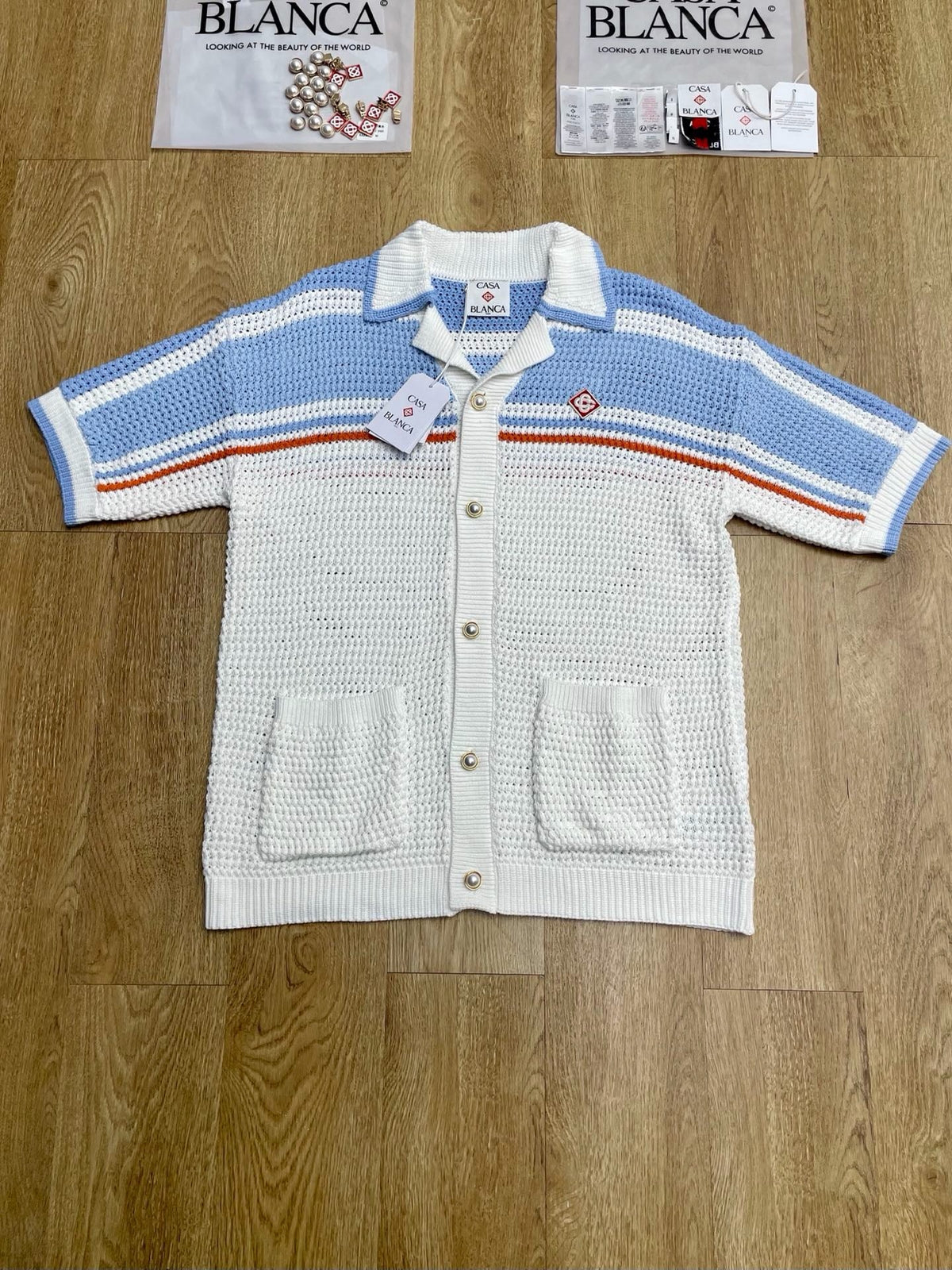 Blue Striped Knit Shirt - Men's