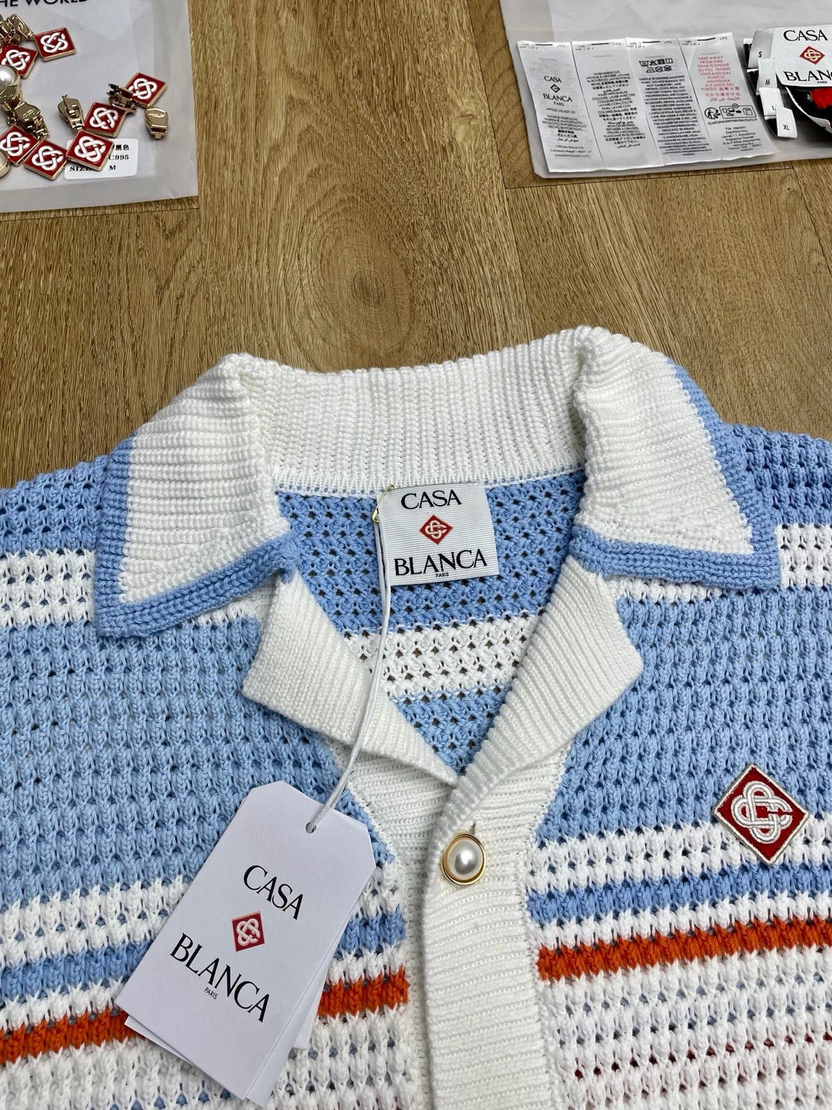 Blue Striped Knit Shirt - Men's