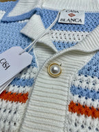 Blue Striped Knit Shirt - Men's