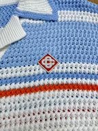 Blue Striped Knit Shirt - Men's