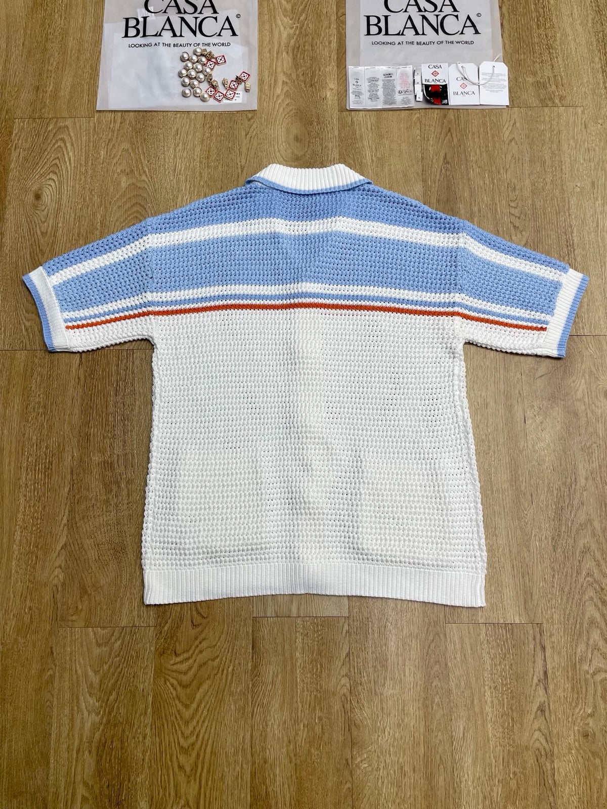 Blue Striped Knit Shirt - Men's