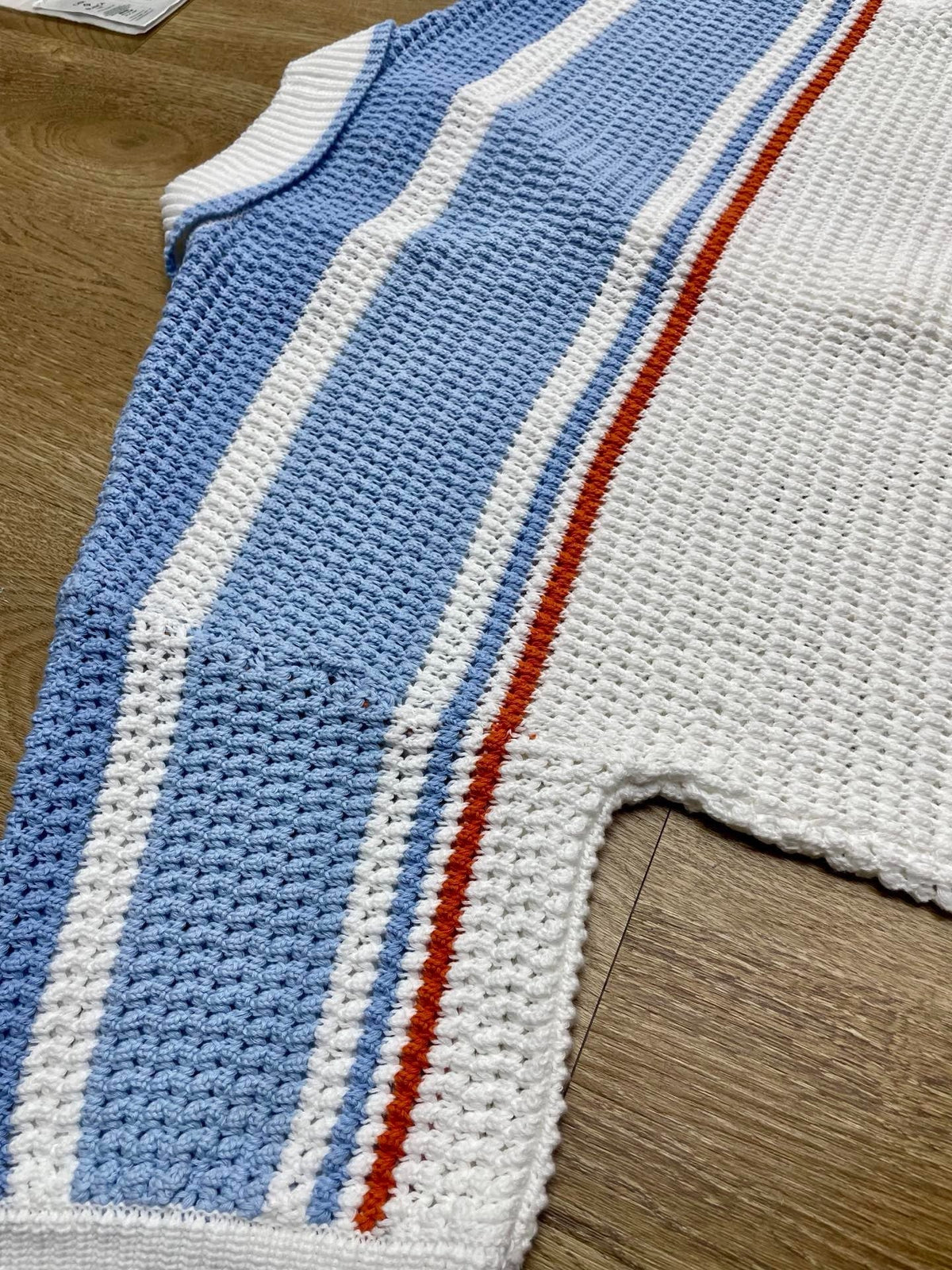 Blue Striped Knit Shirt - Men's
