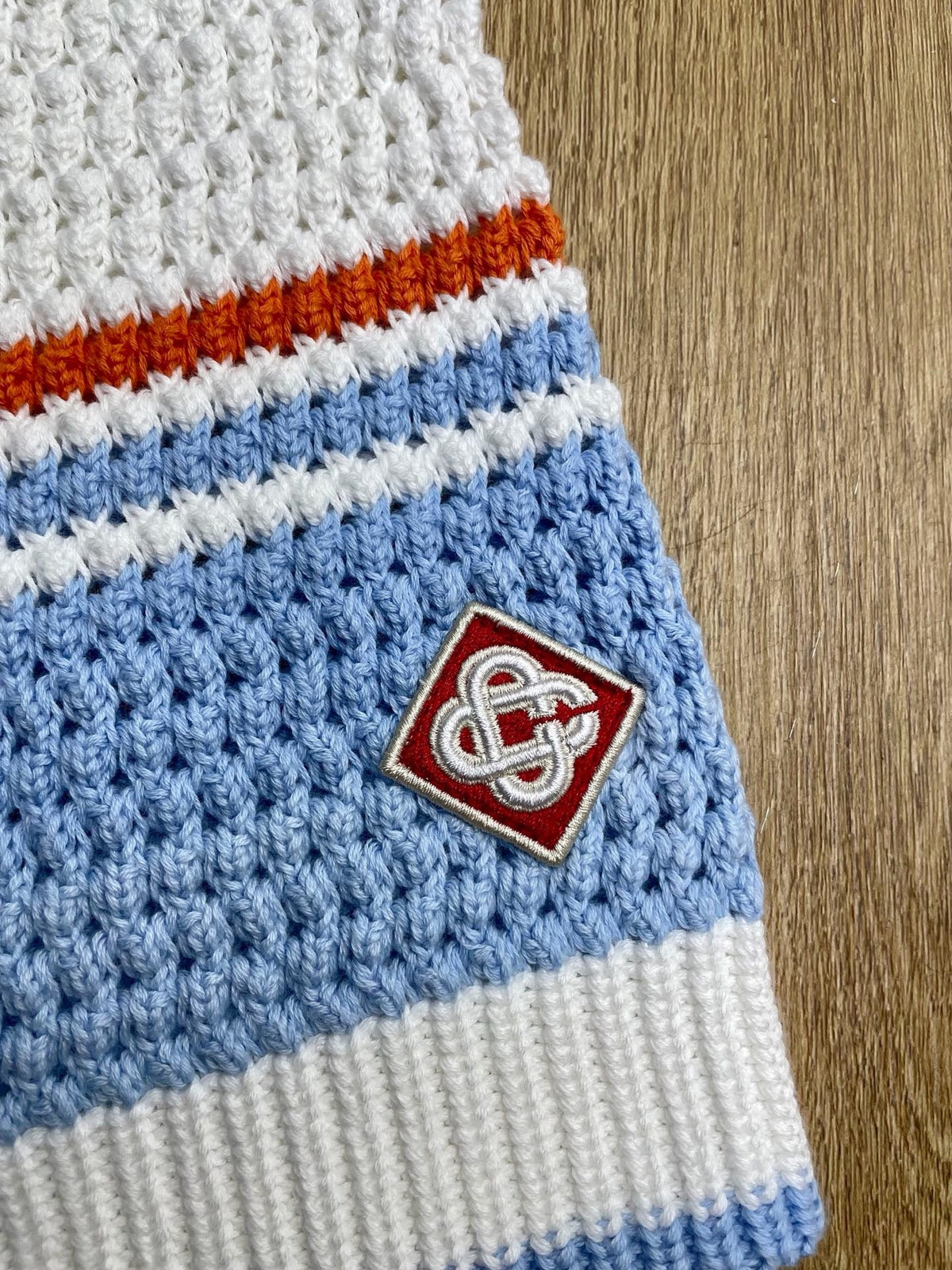 Blue and Red Striped Knit Shorts - Men's