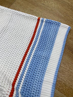 Blue and Red Striped Knit Shorts - Men's