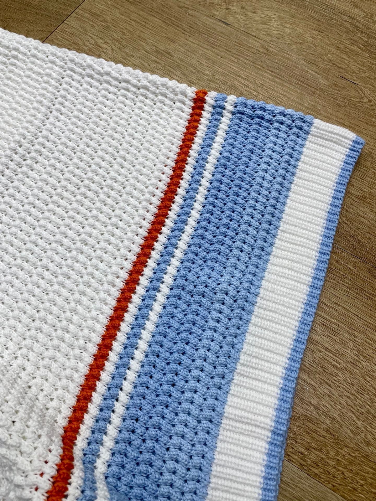 Blue and Red Striped Knit Shorts - Men's
