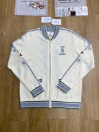 White Knit Embroidered Zip-Through - Men's