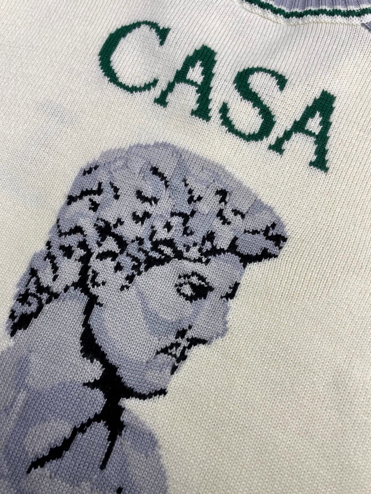 White Knit Embroidered Zip-Through - Men's