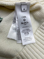 White Knit Embroidered Zip-Through - Men's